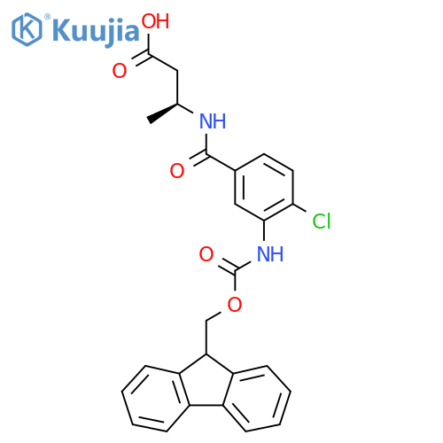 (3S)-3-{4-chloro-3-({(9H-fluoren-9-yl)methoxycarbonyl}amino)phenylformamido}butanoic acid structure