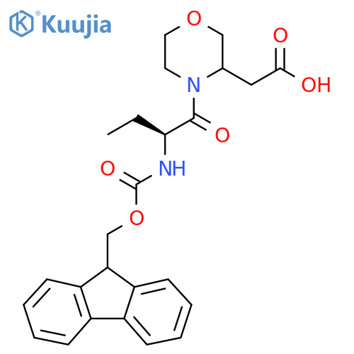 2-{4-(2S)-2-({(9H-fluoren-9-yl)methoxycarbonyl}amino)butanoylmorpholin-3-yl}acetic acid structure