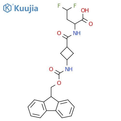 4,4-difluoro-2-{(1r,3r)-3-({(9H-fluoren-9-yl)methoxycarbonyl}amino)cyclobutylformamido}butanoic acid structure