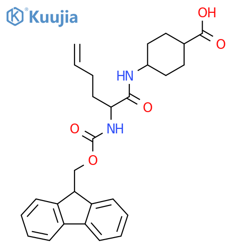 (1r,4r)-4-2-({(9H-fluoren-9-yl)methoxycarbonyl}amino)hex-5-enamidocyclohexane-1-carboxylic acid structure