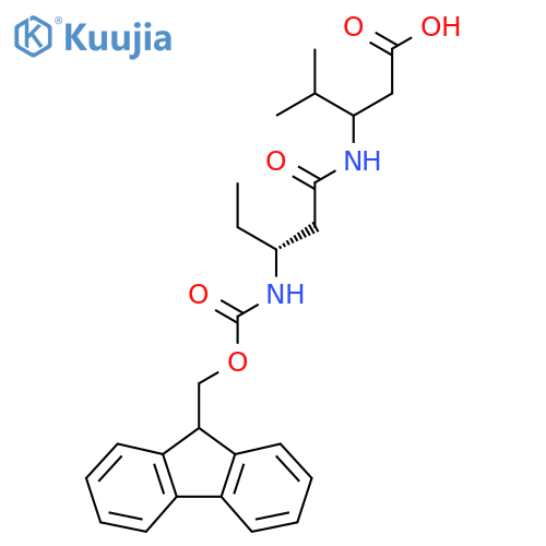 3-(3R)-3-({(9H-fluoren-9-yl)methoxycarbonyl}amino)pentanamido-4-methylpentanoic acid structure