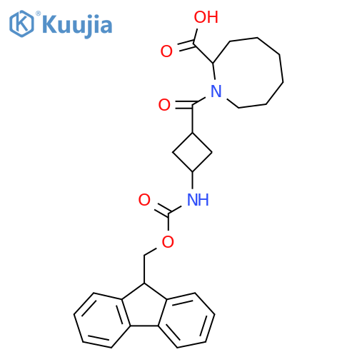 1-(1s,3s)-3-({(9H-fluoren-9-yl)methoxycarbonyl}amino)cyclobutanecarbonylazocane-2-carboxylic acid structure