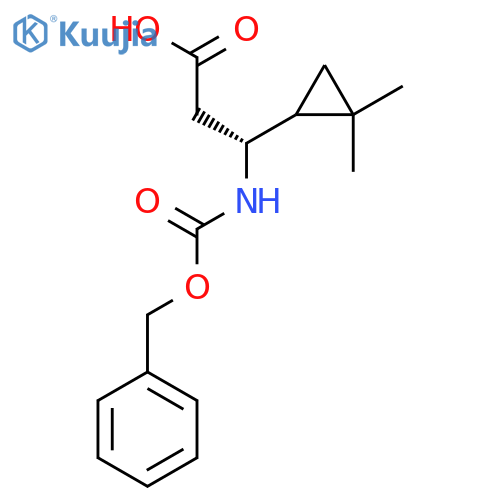 (3R)-3-{(benzyloxy)carbonylamino}-3-(2,2-dimethylcyclopropyl)propanoic acid structure