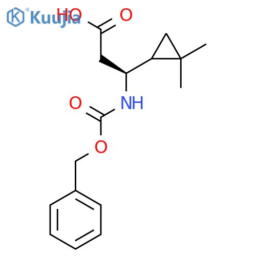 (3S)-3-{(benzyloxy)carbonylamino}-3-(2,2-dimethylcyclopropyl)propanoic acid structure