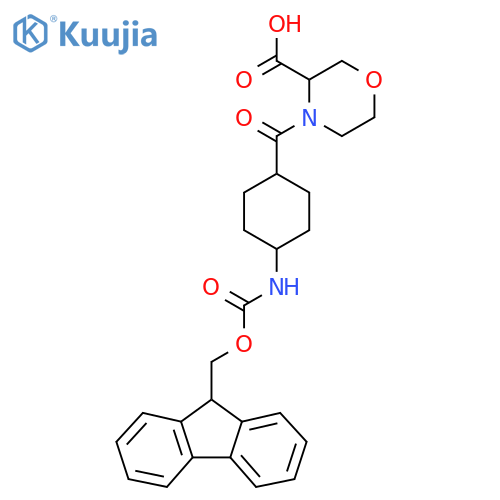 4-(1r,4r)-4-({(9H-fluoren-9-yl)methoxycarbonyl}amino)cyclohexanecarbonylmorpholine-3-carboxylic acid structure