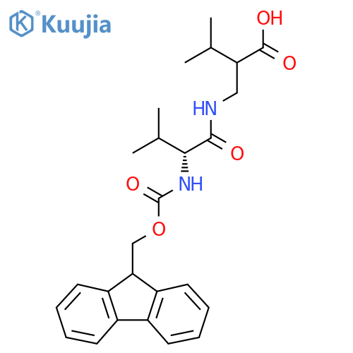 2-{(2R)-2-({(9H-fluoren-9-yl)methoxycarbonyl}amino)-3-methylbutanamidomethyl}-3-methylbutanoic acid structure