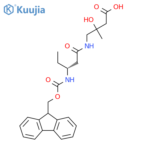 4-(3R)-3-({(9H-fluoren-9-yl)methoxycarbonyl}amino)pentanamido-3-hydroxy-3-methylbutanoic acid structure