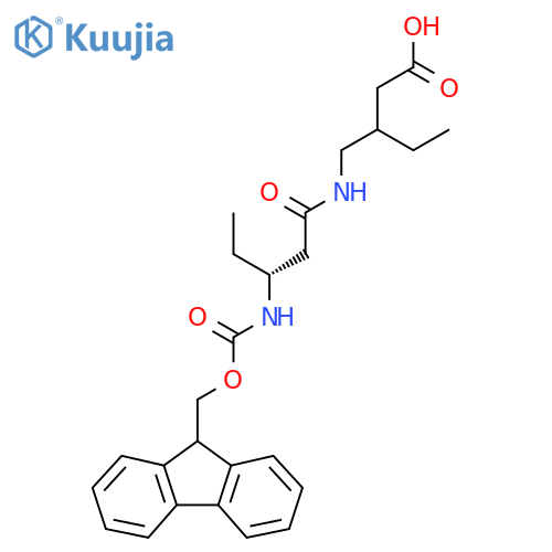 3-{(3R)-3-({(9H-fluoren-9-yl)methoxycarbonyl}amino)pentanamidomethyl}pentanoic acid structure