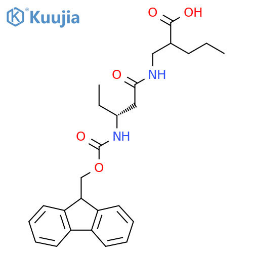 2-{(3R)-3-({(9H-fluoren-9-yl)methoxycarbonyl}amino)pentanamidomethyl}pentanoic acid structure