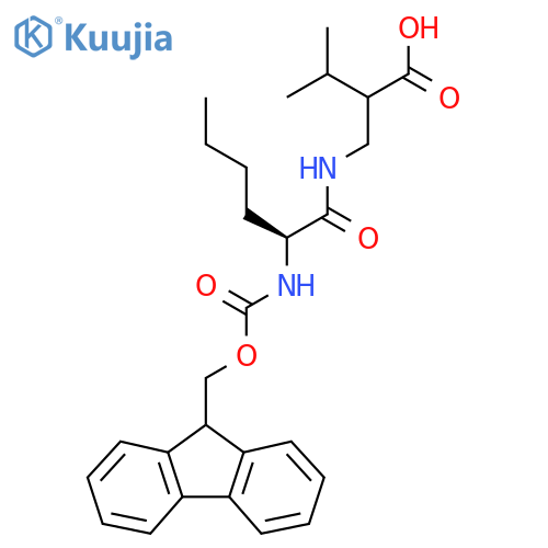 2-{(2S)-2-({(9H-fluoren-9-yl)methoxycarbonyl}amino)hexanamidomethyl}-3-methylbutanoic acid structure