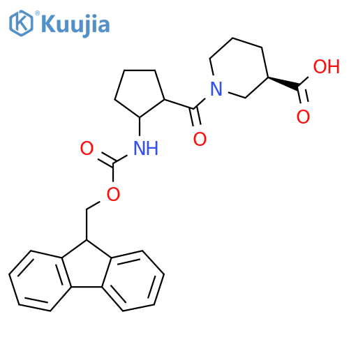 (3R)-1-2-({(9H-fluoren-9-yl)methoxycarbonyl}amino)cyclopentanecarbonylpiperidine-3-carboxylic acid structure