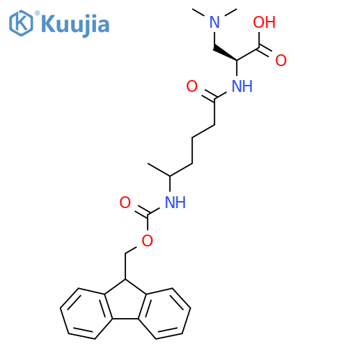 (2S)-3-(dimethylamino)-2-5-({(9H-fluoren-9-yl)methoxycarbonyl}amino)hexanamidopropanoic acid structure