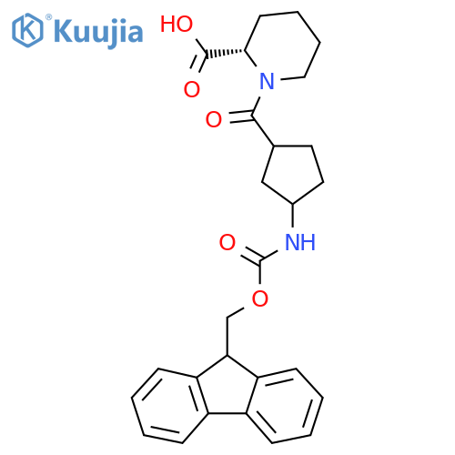 (2S)-1-3-({(9H-fluoren-9-yl)methoxycarbonyl}amino)cyclopentanecarbonylpiperidine-2-carboxylic acid structure