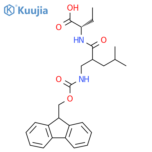 (2S)-2-{2-({(9H-fluoren-9-yl)methoxycarbonyl}amino)methyl-4-methylpentanamido}butanoic acid structure