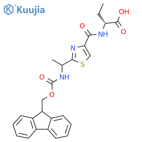 (2R)-2-({2-1-({(9H-fluoren-9-yl)methoxycarbonyl}amino)ethyl-1,3-thiazol-4-yl}formamido)butanoic acid structure