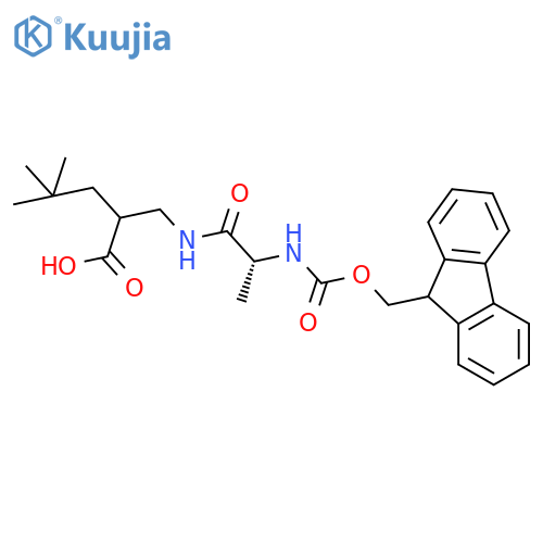 2-{(2R)-2-({(9H-fluoren-9-yl)methoxycarbonyl}amino)propanamidomethyl}-4,4-dimethylpentanoic acid structure