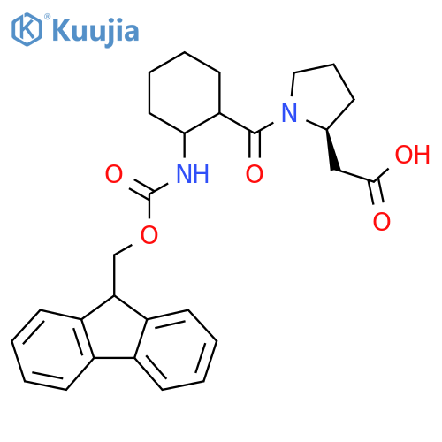 2-(2S)-1-2-({(9H-fluoren-9-yl)methoxycarbonyl}amino)cyclohexanecarbonylpyrrolidin-2-ylacetic acid structure