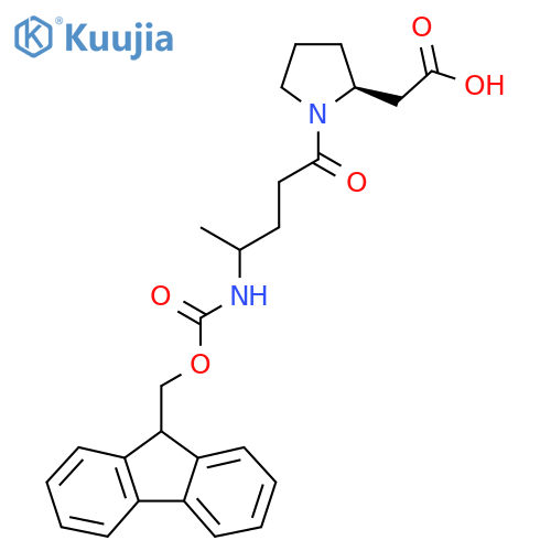 2-(2S)-1-4-({(9H-fluoren-9-yl)methoxycarbonyl}amino)pentanoylpyrrolidin-2-ylacetic acid structure