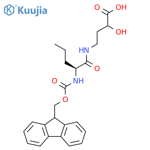 4-(2S)-2-({(9H-fluoren-9-yl)methoxycarbonyl}amino)pentanamido-2-hydroxybutanoic acid structure
