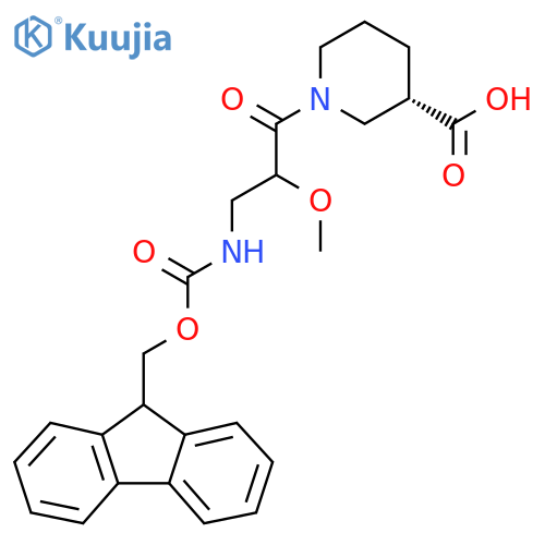 (3S)-1-3-({(9H-fluoren-9-yl)methoxycarbonyl}amino)-2-methoxypropanoylpiperidine-3-carboxylic acid structure