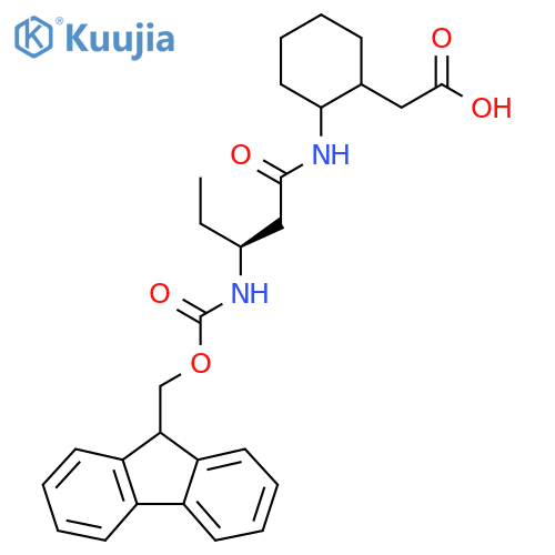 2-{2-(3S)-3-({(9H-fluoren-9-yl)methoxycarbonyl}amino)pentanamidocyclohexyl}acetic acid structure