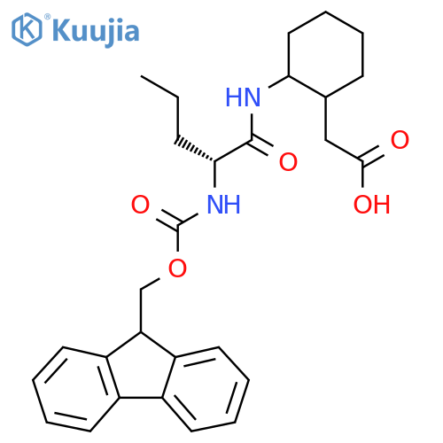 2-{2-(2R)-2-({(9H-fluoren-9-yl)methoxycarbonyl}amino)pentanamidocyclohexyl}acetic acid structure