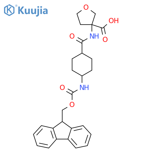 3-(1r,4r)-4-({(9H-fluoren-9-yl)methoxycarbonyl}amino)cyclohexaneamidooxolane-3-carboxylic acid structure