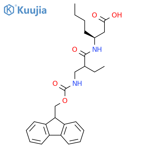 (3S)-3-{2-({(9H-fluoren-9-yl)methoxycarbonyl}amino)methylbutanamido}heptanoic acid structure