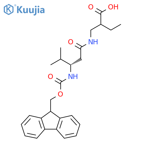 2-{(3S)-3-({(9H-fluoren-9-yl)methoxycarbonyl}amino)-4-methylpentanamidomethyl}butanoic acid structure