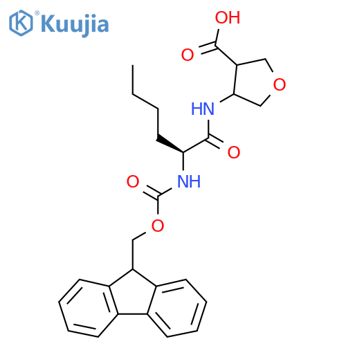 4-(2S)-2-({(9H-fluoren-9-yl)methoxycarbonyl}amino)hexanamidooxolane-3-carboxylic acid structure