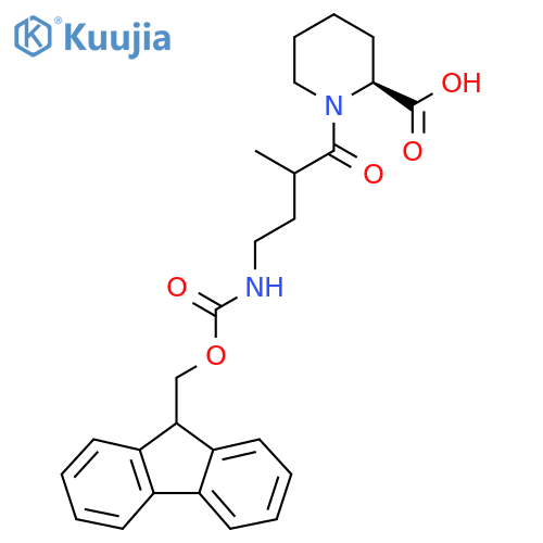 (2S)-1-4-({(9H-fluoren-9-yl)methoxycarbonyl}amino)-2-methylbutanoylpiperidine-2-carboxylic acid structure
