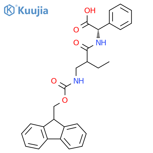(2S)-2-{2-({(9H-fluoren-9-yl)methoxycarbonyl}amino)methylbutanamido}-2-phenylacetic acid structure