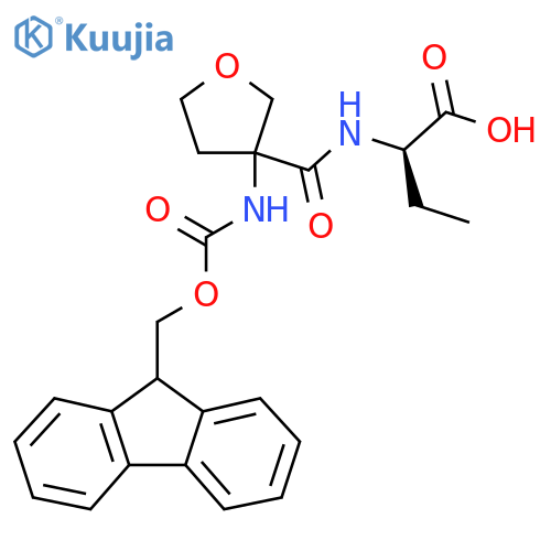(2R)-2-{3-({(9H-fluoren-9-yl)methoxycarbonyl}amino)oxolan-3-ylformamido}butanoic acid structure