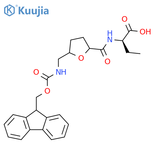 (2R)-2-({5-({(9H-fluoren-9-yl)methoxycarbonyl}amino)methyloxolan-2-yl}formamido)butanoic acid structure