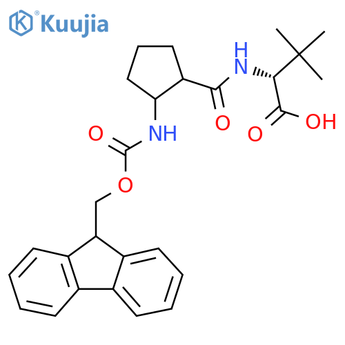 (2R)-2-{2-({(9H-fluoren-9-yl)methoxycarbonyl}amino)cyclopentylformamido}-3,3-dimethylbutanoic acid structure