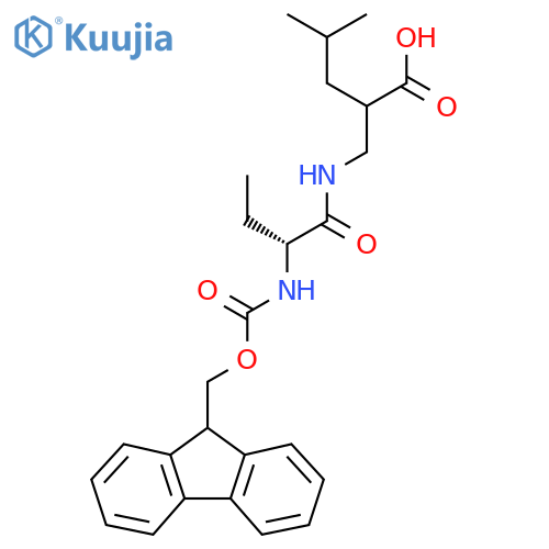 2-{(2R)-2-({(9H-fluoren-9-yl)methoxycarbonyl}amino)butanamidomethyl}-4-methylpentanoic acid structure