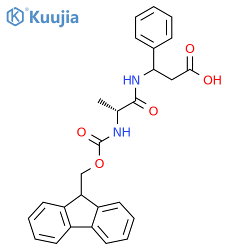 3-(2R)-2-({(9H-fluoren-9-yl)methoxycarbonyl}amino)propanamido-3-phenylpropanoic acid structure