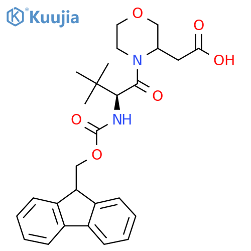 2-{4-(2S)-2-({(9H-fluoren-9-yl)methoxycarbonyl}amino)-3,3-dimethylbutanoylmorpholin-3-yl}acetic acid structure