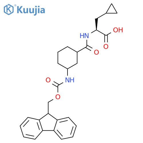 (2S)-3-cyclopropyl-2-{3-({(9H-fluoren-9-yl)methoxycarbonyl}amino)cyclohexylformamido}propanoic acid structure