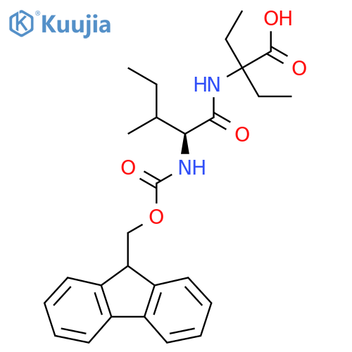2-ethyl-2-(2S)-2-({(9H-fluoren-9-yl)methoxycarbonyl}amino)-3-methylpentanamidobutanoic acid structure