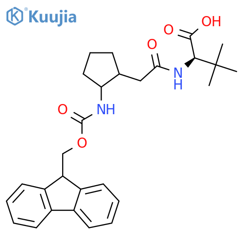 (2R)-2-{2-2-({(9H-fluoren-9-yl)methoxycarbonyl}amino)cyclopentylacetamido}-3,3-dimethylbutanoic acid structure