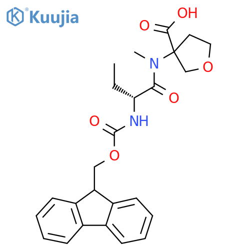 3-(2R)-2-({(9H-fluoren-9-yl)methoxycarbonyl}amino)-N-methylbutanamidooxolane-3-carboxylic acid structure