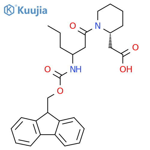 2-(2R)-1-3-({(9H-fluoren-9-yl)methoxycarbonyl}amino)hexanoylpiperidin-2-ylacetic acid structure