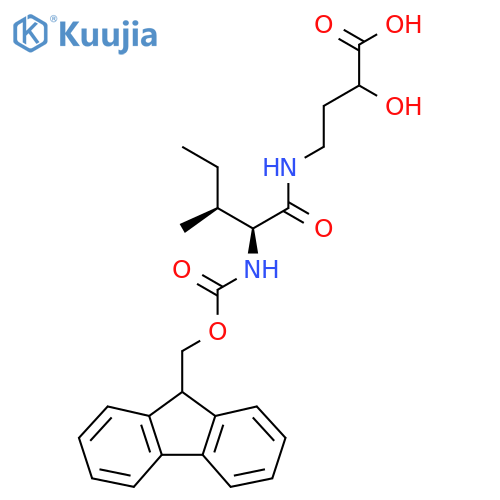 4-(2S,3S)-2-({(9H-fluoren-9-yl)methoxycarbonyl}amino)-3-methylpentanamido-2-hydroxybutanoic acid structure
