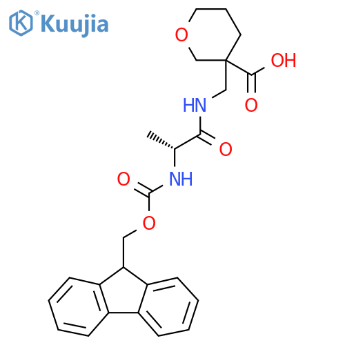 3-{(2R)-2-({(9H-fluoren-9-yl)methoxycarbonyl}amino)propanamidomethyl}oxane-3-carboxylic acid structure