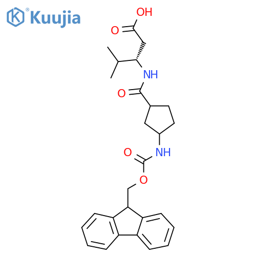 (3S)-3-{3-({(9H-fluoren-9-yl)methoxycarbonyl}amino)cyclopentylformamido}-4-methylpentanoic acid structure