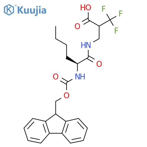 3-(2S)-2-({(9H-fluoren-9-yl)methoxycarbonyl}amino)hexanamido-2-(trifluoromethyl)propanoic acid structure