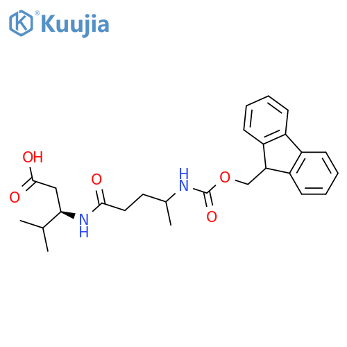 (3R)-3-4-({(9H-fluoren-9-yl)methoxycarbonyl}amino)pentanamido-4-methylpentanoic acid structure