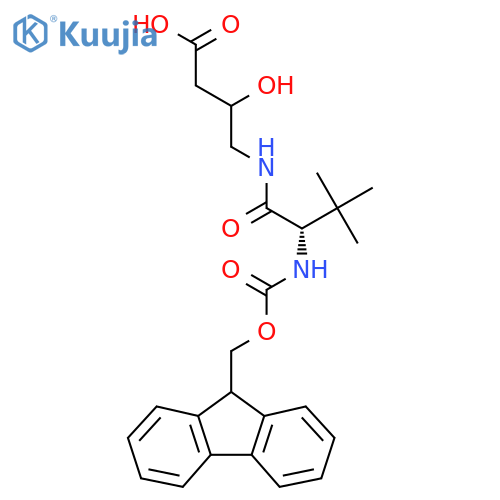 4-(2S)-2-({(9H-fluoren-9-yl)methoxycarbonyl}amino)-3,3-dimethylbutanamido-3-hydroxybutanoic acid structure