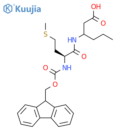 3-(2S)-2-({(9H-fluoren-9-yl)methoxycarbonyl}amino)-4-(methylsulfanyl)butanamidohexanoic acid structure